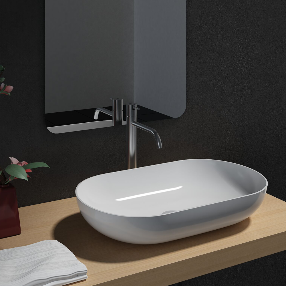 

Bernstein CounterTop Wash Basin 54(W)x34(D) cm Incl. Waste Set - Glossy White