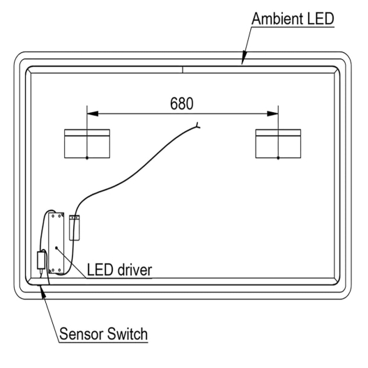 Bernstein Mirror with LED Light & Sensor 120x70 cm