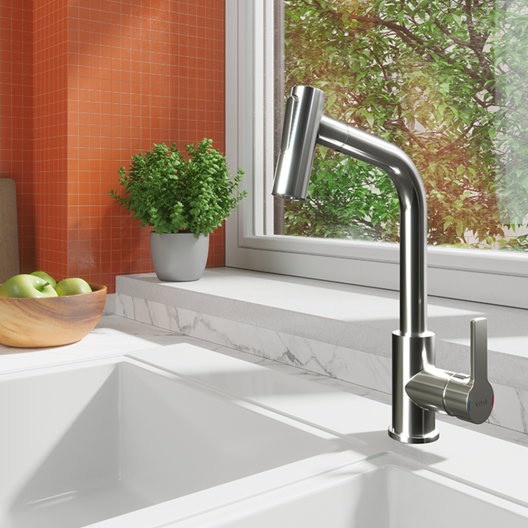 VitrA Kitchen Pull-Out Tap - Stainless Steel