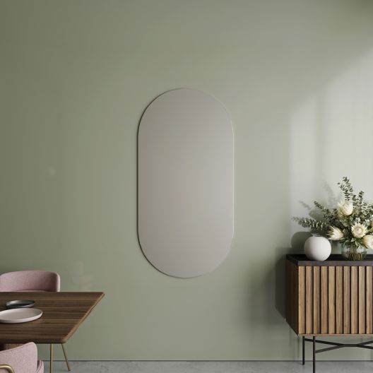 Handcrafted Frameless Oval Wall Mirror 40x90 cm