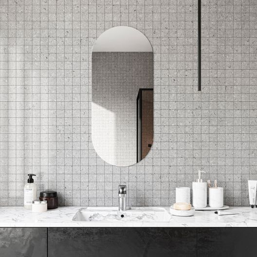 Handcrafted Frameless Oval Wall Mirror 40x90 cm