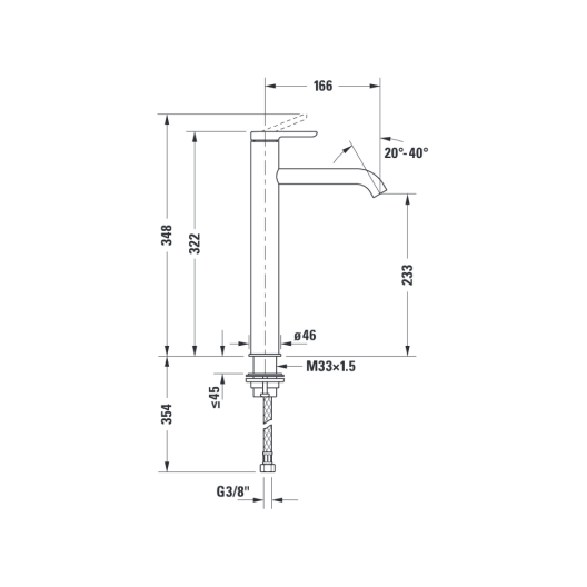 Duravit C.1 Tall Basin Tap - Chrome