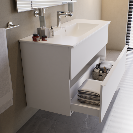 Duravit ME by Starck Bathroom Cabinet Set 123(W)x49(D) cm Matt White with Ceramic Basin