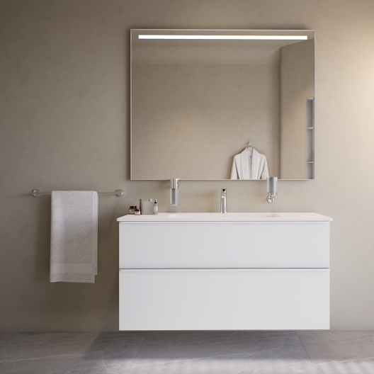 Duravit ME by Starck Bathroom Cabinet Set 123(W)x49(D) cm Matt White with Ceramic Basin