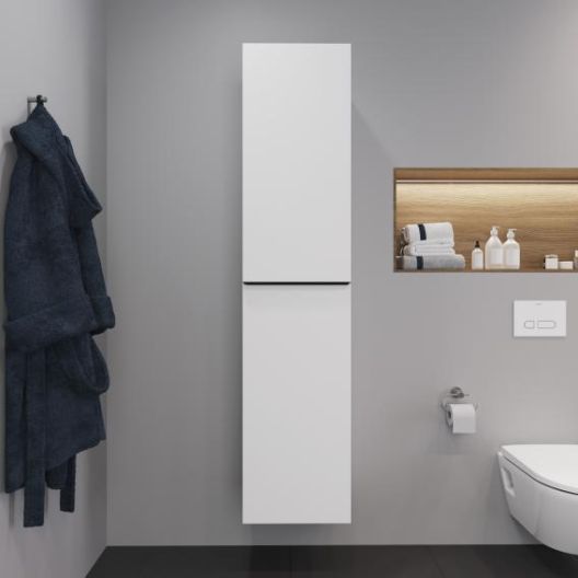 Duravit Tall Bathroom Storage Side Cabinet - Matt White
