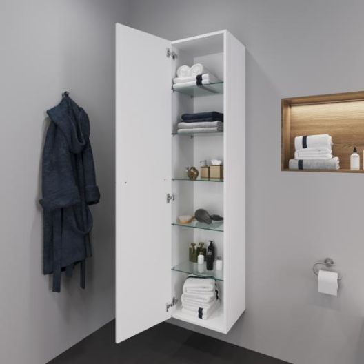 Duravit Tall Bathroom Storage Side Cabinet - Matt White