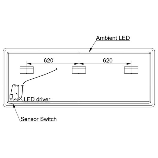 Bernstein Mirror with LED Light & Sensor 180x70 cm
