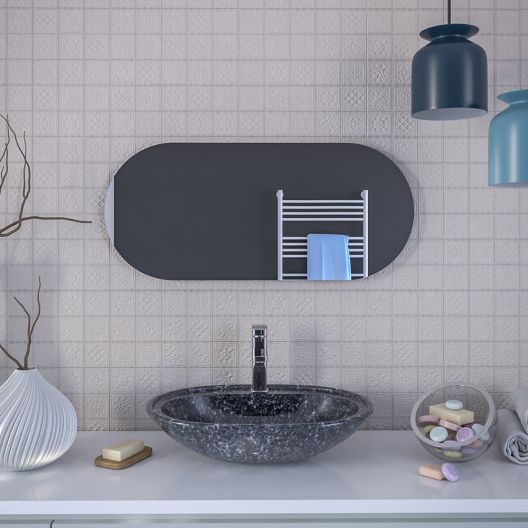 Handcrafted Frameless Oval Wall Mirror 40x90 cm