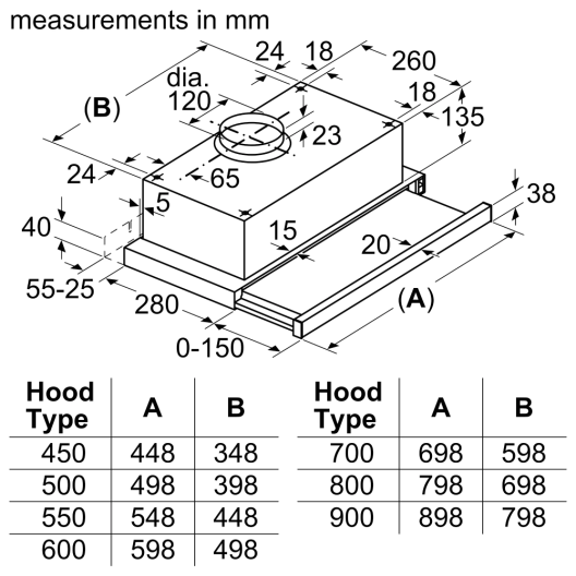 Siemens Built In Telescopic Hood 60cm (W)