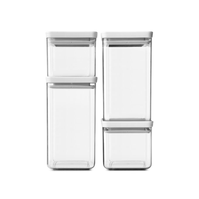 Brabantia Stackable Canisters - Set of 4, Light Grey