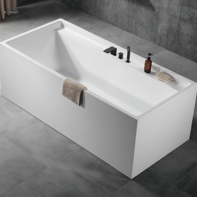 حوض استحمام مثبت على الأرض - اكليريك صلب - مقاس 170×80 سم - أبيض مطفي من برنستين