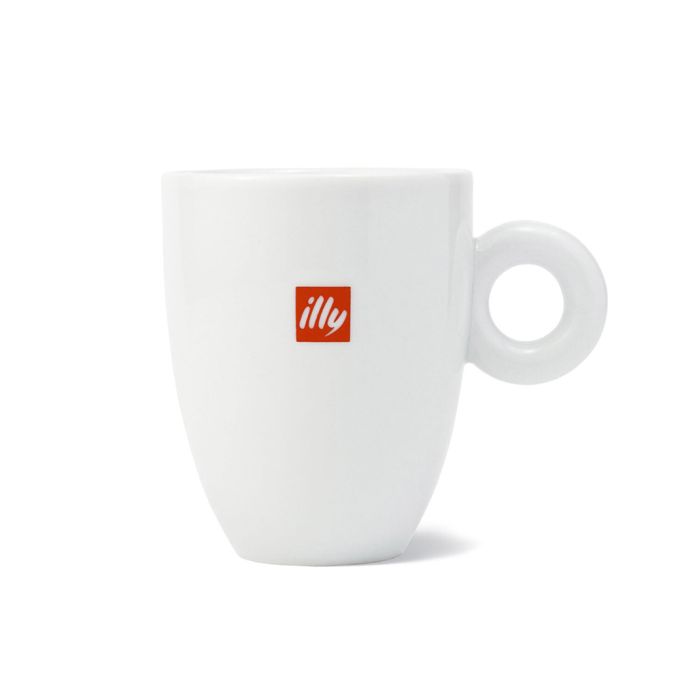 illy Logo Latte Mug (Set of 6) - Large Porcelain Coffee Mug, White