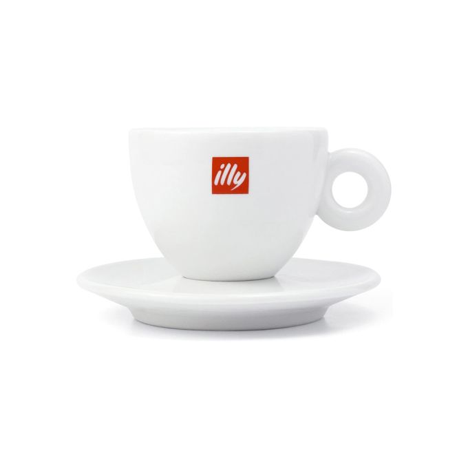 illy Logo Cappuccino Mug Set with Saucer (Set of 12) - 6oz, Porcelain, White