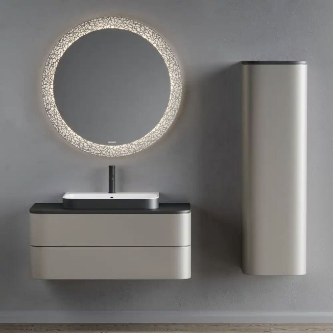 Duravit Luxury Bathroom Cabinet Set 100cm (W) Grey Satin Matt with Ceramic Basin Grey Satin Matt