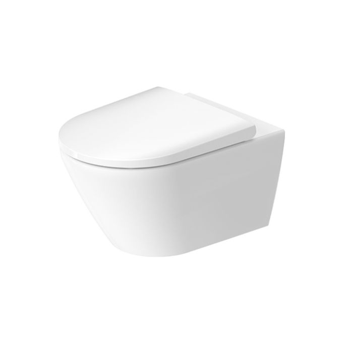 كرسي حمام مثبت على الحائط بدون حافة من ديورافيت 54 سم (عمق) - أبيض لامع