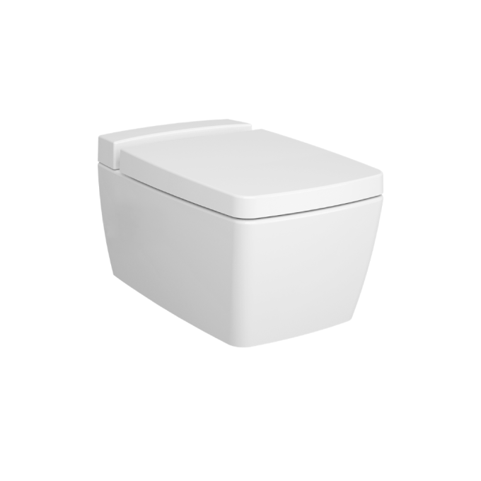 كرسي حمام بدون حافة مثبت على الحائط مع خزان تنظيف من فيترا 56 سم (عمق) - أبيض لامع