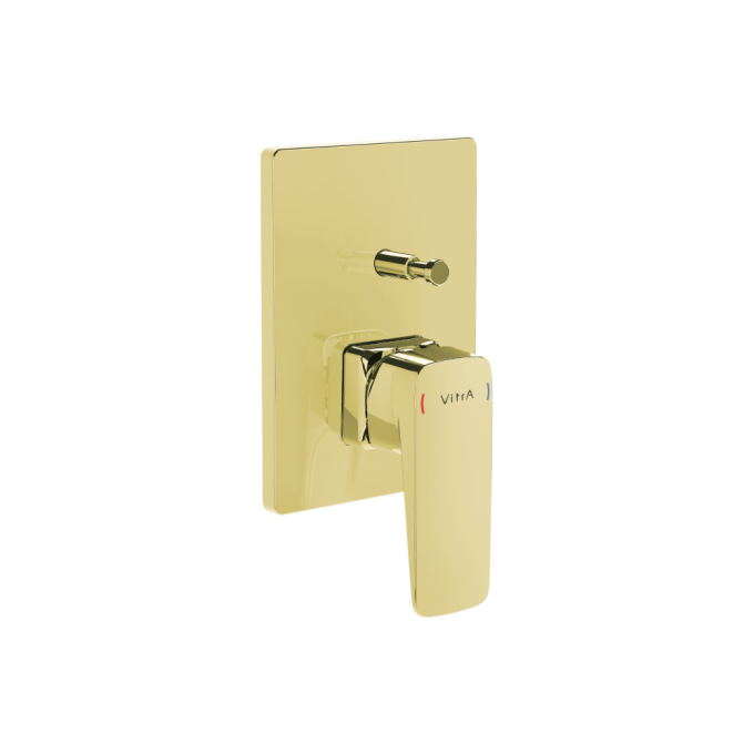 VitrA Root Square Concealed Bath/Shower Mixer Tap - Shiny Gold