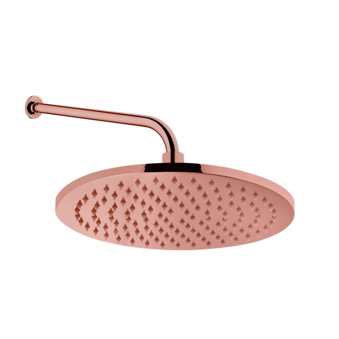 VitrA Metal Wall Mounted Round Rain Head Shower With Arm 25cm Ø - CopperCopper