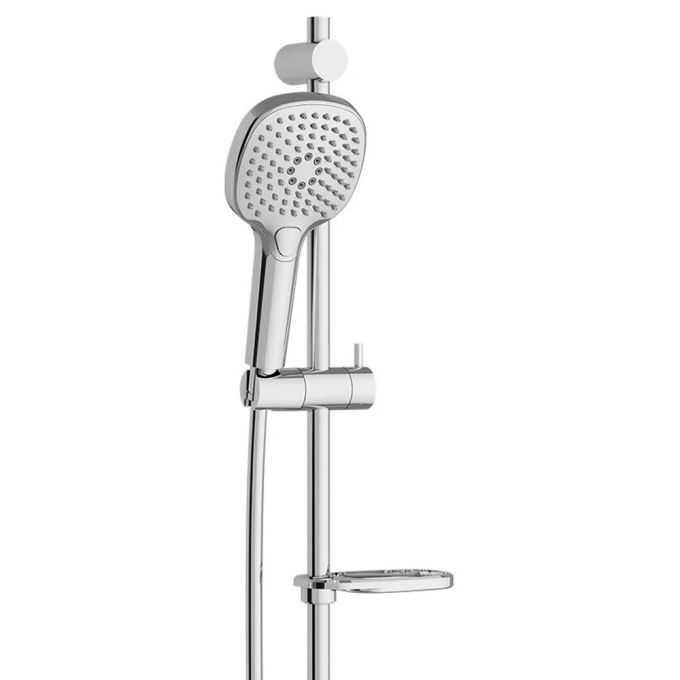 VitrA 3-Jet Spray Sliding Square Hand Shower Set With Rail & Soap Dish - ChromeChrome