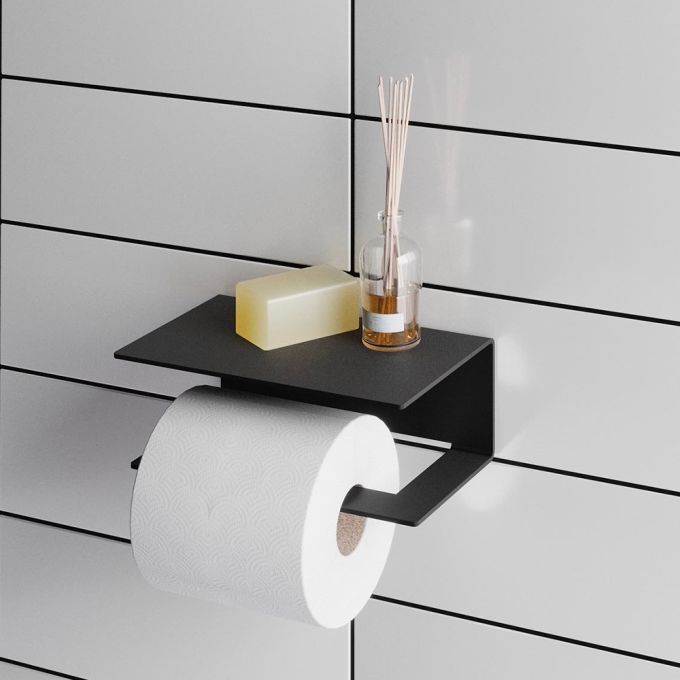 Fink Berno Toilet Roll Paper Holder in Steel 14cm (W) - Midnight Black