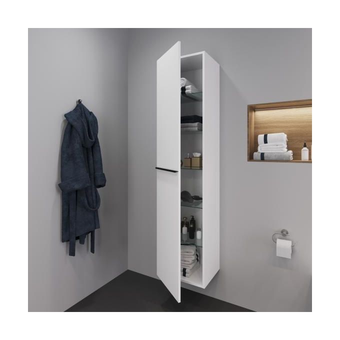 Duravit Tall Bathroom Storage Side Cabinet - Matt White