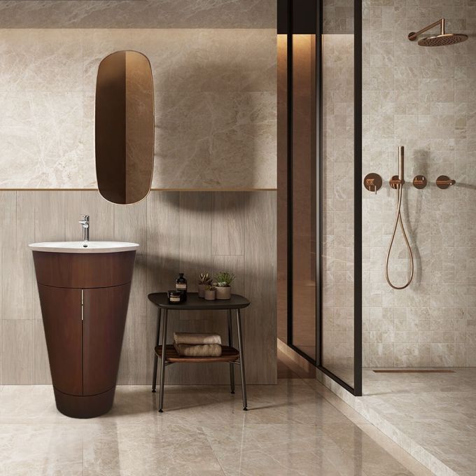 Duravit Bathroom Cabinet Set 58cm (W) Natural Walnut With Ceramic Basin