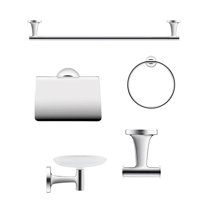 Duravit 5-Piece Bathroom Accessory Set with Self Adhesive or Drilling Fixing - ChromeChrome