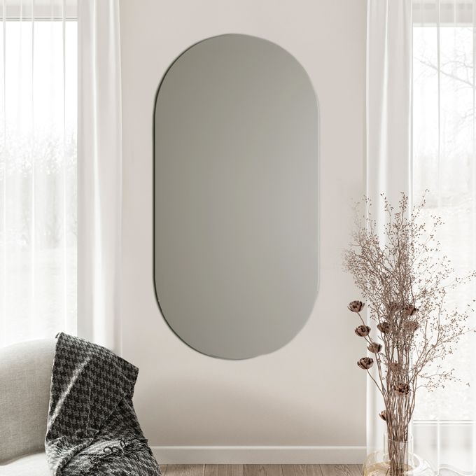 مرآة بيضاوية مصنوعة يدويًا بدون إطار 40 (عرض) × 90 (ارتفاع) سم