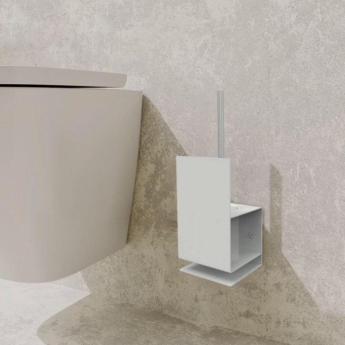 Fink Lugano Toilet Brush Holder in Steel 14cm (W) - Polar White