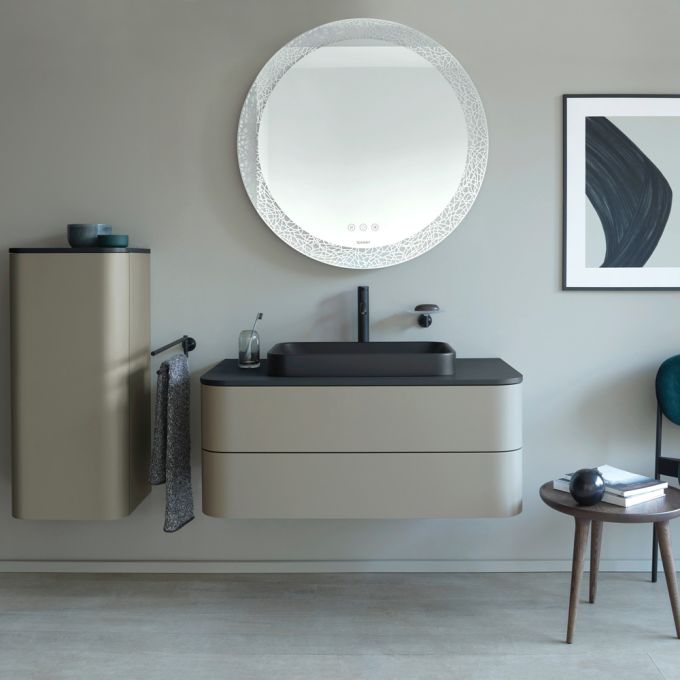 Duravit Bathroom Cabinet Set 100cm (W) Grey Satin Matt with Ceramic Basin 