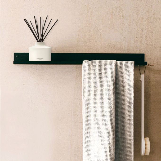 Fink Roma Steel Shelf with Towel Holder 60cm (W) - Matt Black