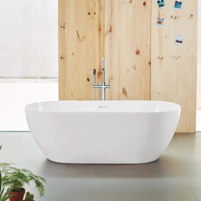 حوض استحمام مثبت على الأرض - أبيض لامع، مقاس 168×80 - من ديورافيت