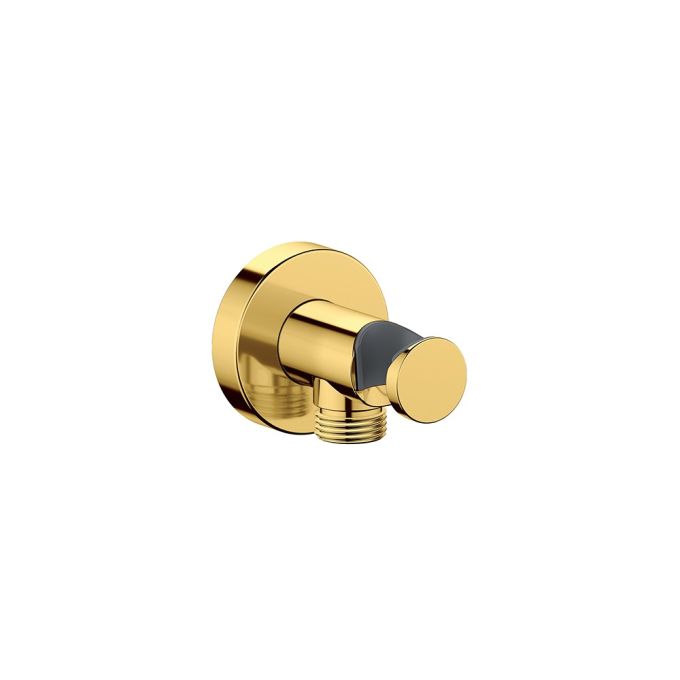 Duravit Wall-Mounted Hand Shower Outlet with Holder - Round, Polished Gold