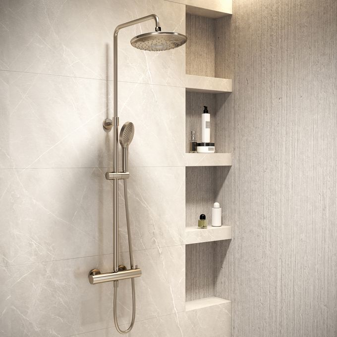 VitrA All-In-One Thermostatic Full Shower System With Mixer - Brushed NickelBrushed Nickel