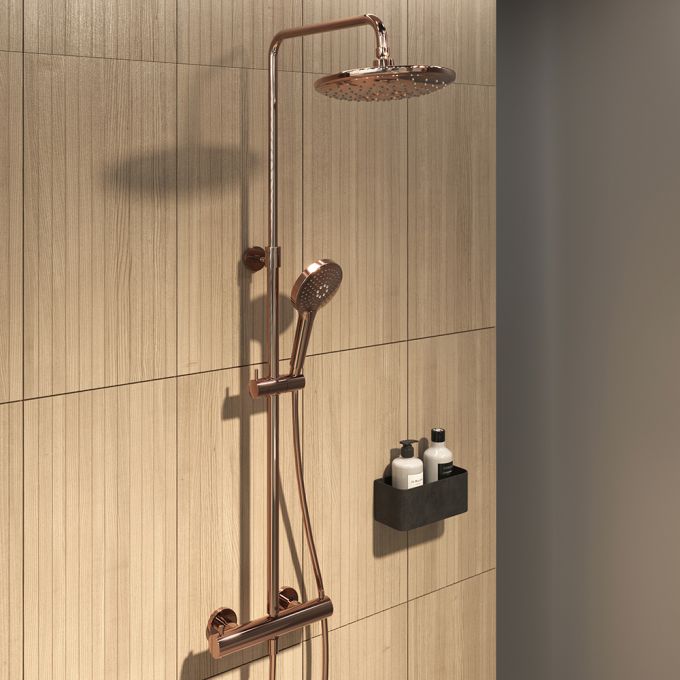 VitrA All-In-One Thermostatic Full Shower System With Mixer - Shiny CopperCopper