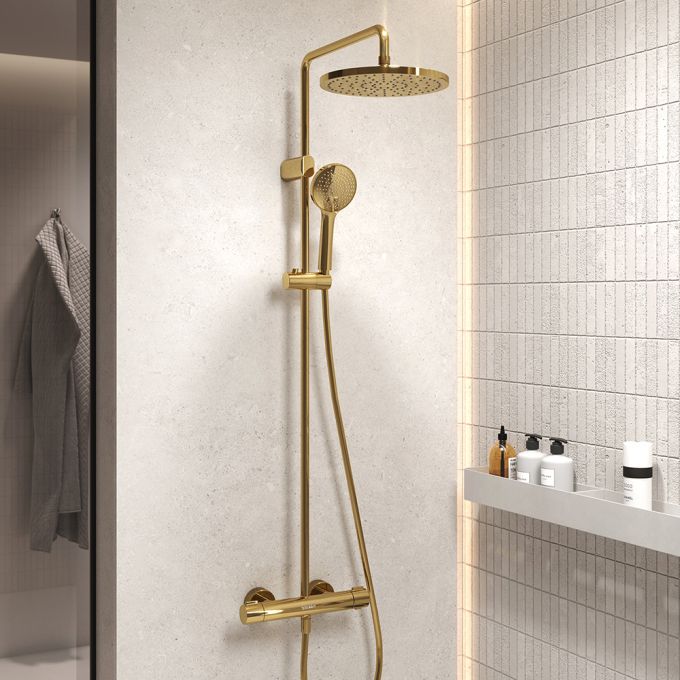 Duravit All-In-One Thermostatic Full Shower System with Mixer - Shiny GoldGold