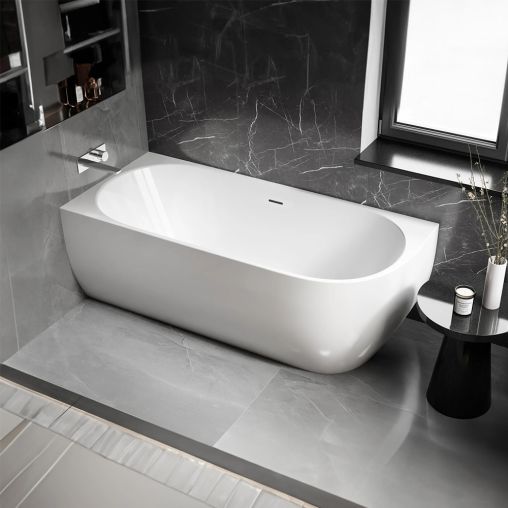 Bernstein Freestanding Acrylic Bathtub 170(L)x75(W) cm - Glossy Whiteأبيض لامع