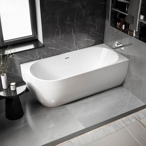 Bernstein Freestanding Acrylic Bathtub 170(L)x75(W) cm - Glossy Whiteأبيض لامع