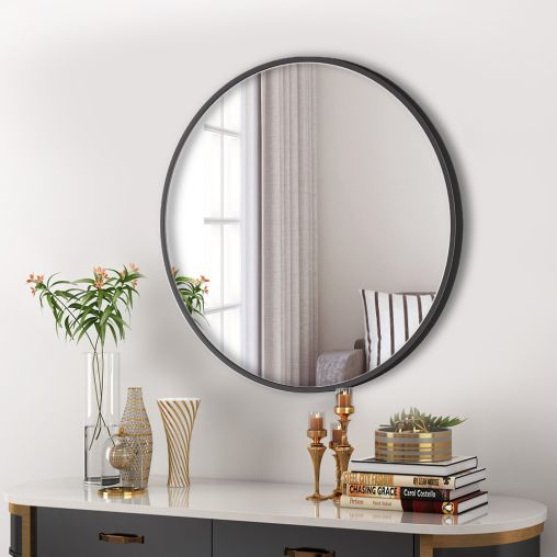 Bernstein Round Wall Mirror - 60cm Ø - Matt Black FrameBlack