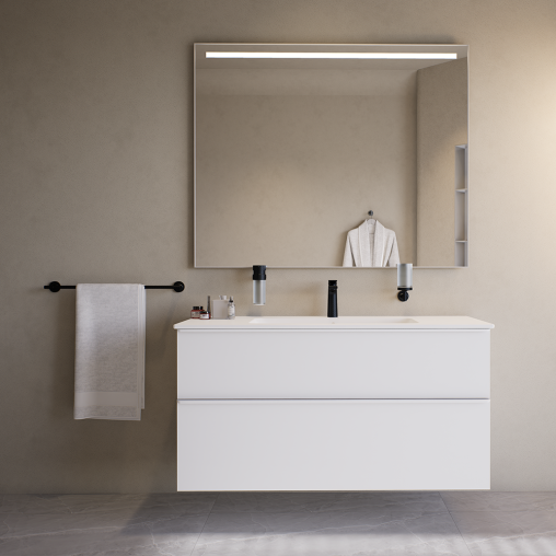 Duravit ME by Starck Bathroom Cabinet Set 123(W)x49(D) cm Matt White with Ceramic Basin