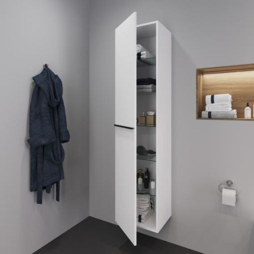 Duravit Tall Bathroom Storage Side Cabinet - Matt White