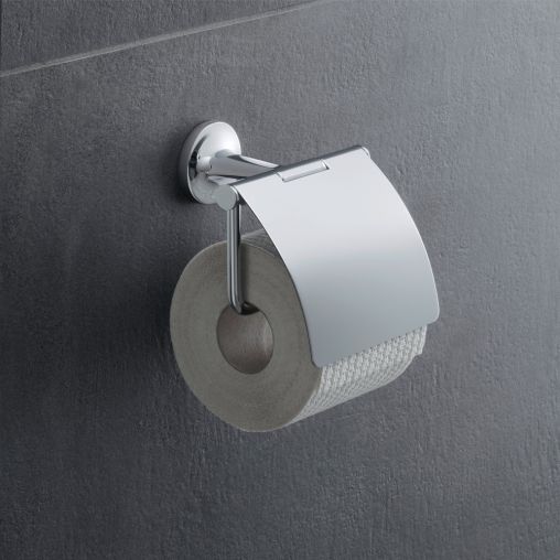 Duravit Toilet Paper Holder with Cover Design by STARCK with Self Adhesive or Drill Fixing - Chrome