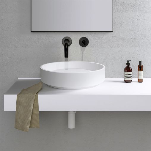 Bernstein CounterTop Wash Basin 42(W)x42(D) cm Incl. Waste Set - Matt White