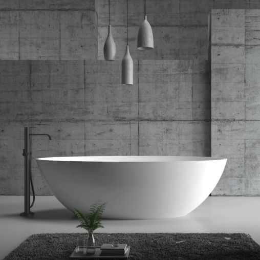 Bernstein Solid Stone Freestanding Bathtub 176(L)x103(W) cm - Matt WhiteMatt White