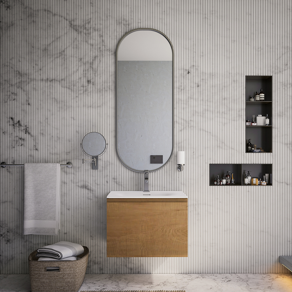 

Bernstein Bathroom Cabinet Set 60(W)x48(D) cm Natural Oak with Cast Marble Basin